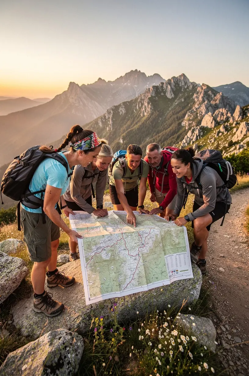 Guía profesional explicando la importancia del equipo adecuado para excursiones al aire libre.